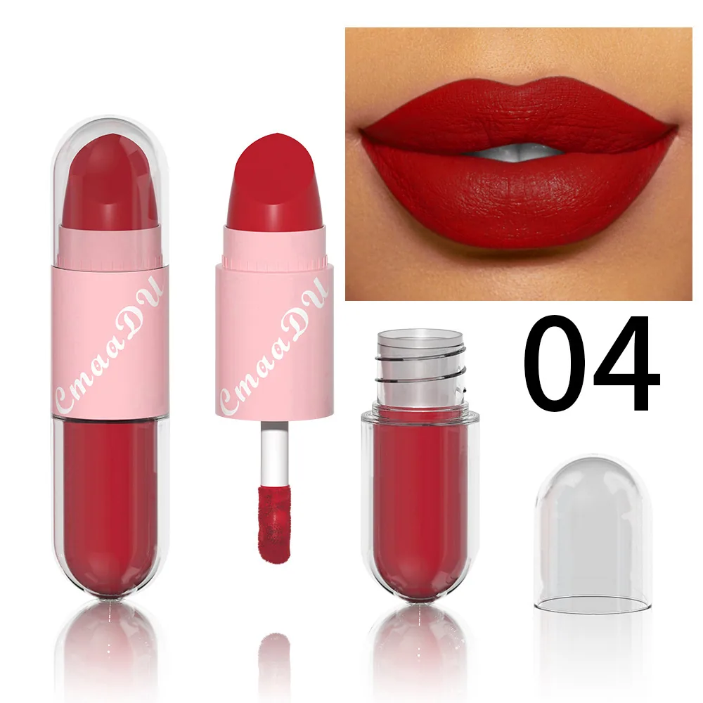 Foreign trade exclusive: CmaaDu face color mouth red lip color 2-in-1 matte 4
