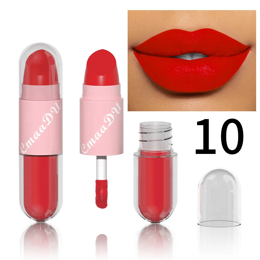 Foreign trade exclusive: CmaaDu face color mouth red lip color 2-in-1 matte 10