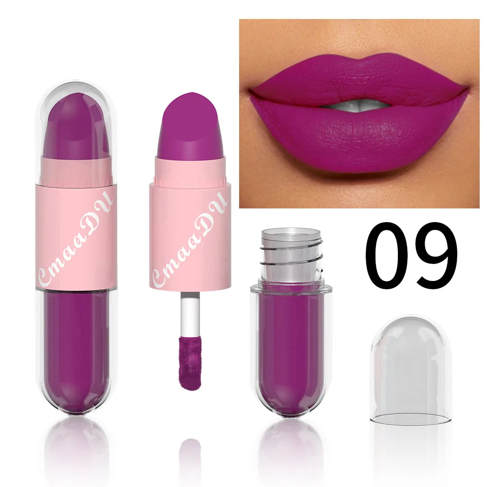 Foreign trade exclusive: CmaaDu face color mouth red lip color 2-in-1 matte 9