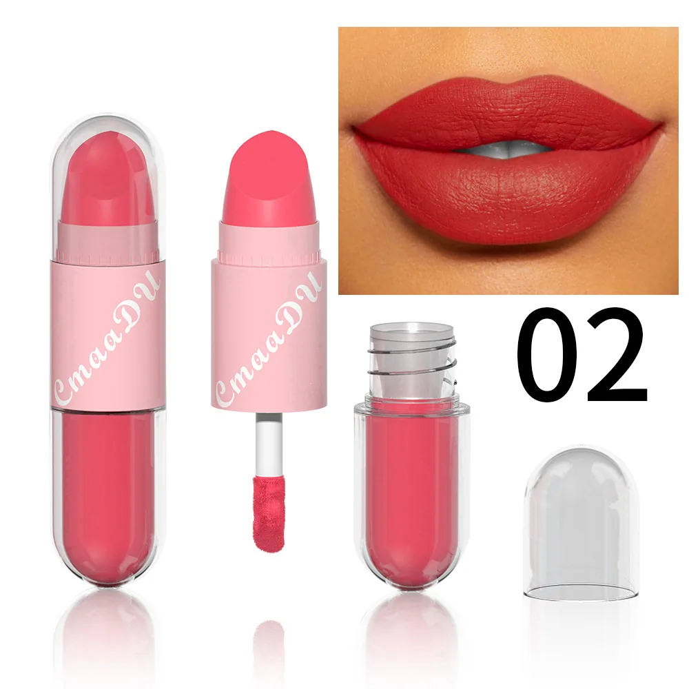 Foreign trade exclusive: CmaaDu face color mouth red lip color 2-in-1 matte 2