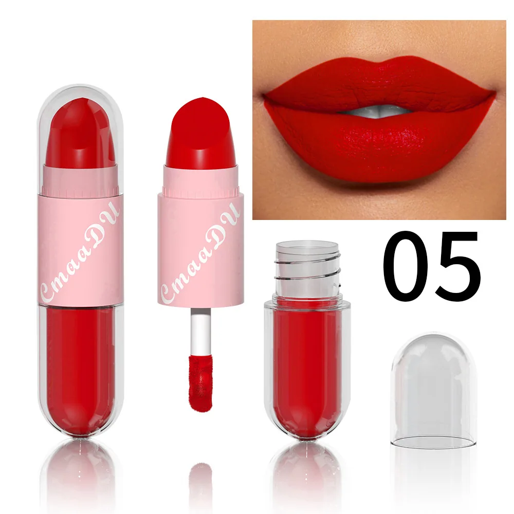 Foreign trade exclusive: CmaaDu face color mouth red lip color 2-in-1 matte 5