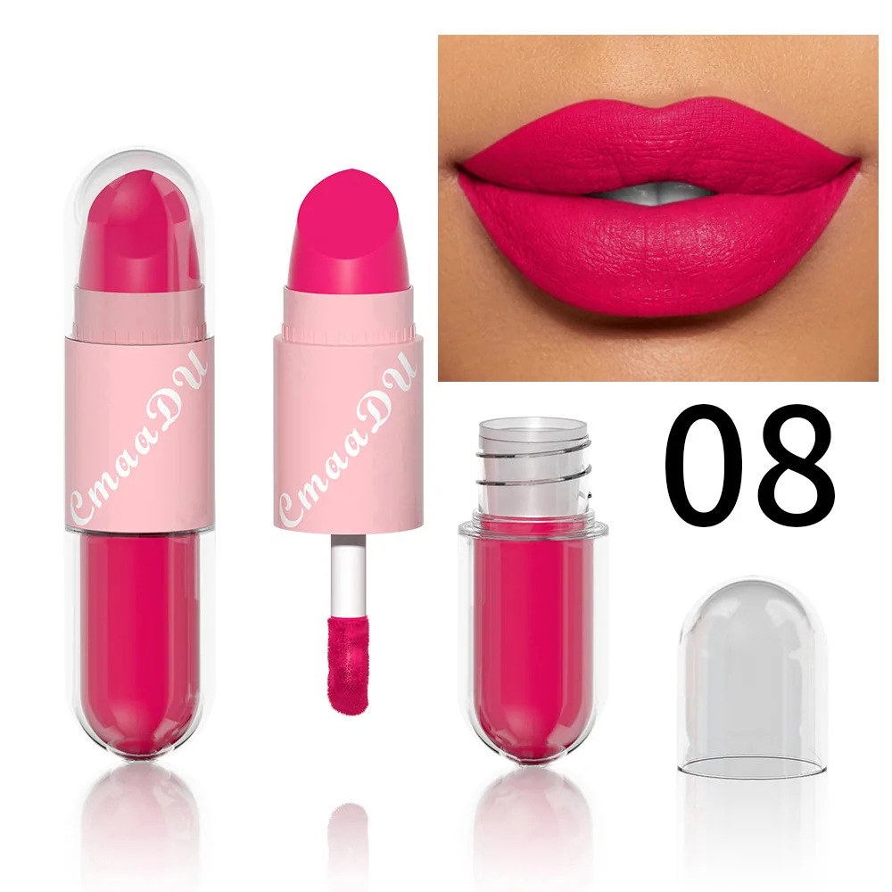 Foreign trade exclusive: CmaaDu face color mouth red lip color 2-in-1 matte 8