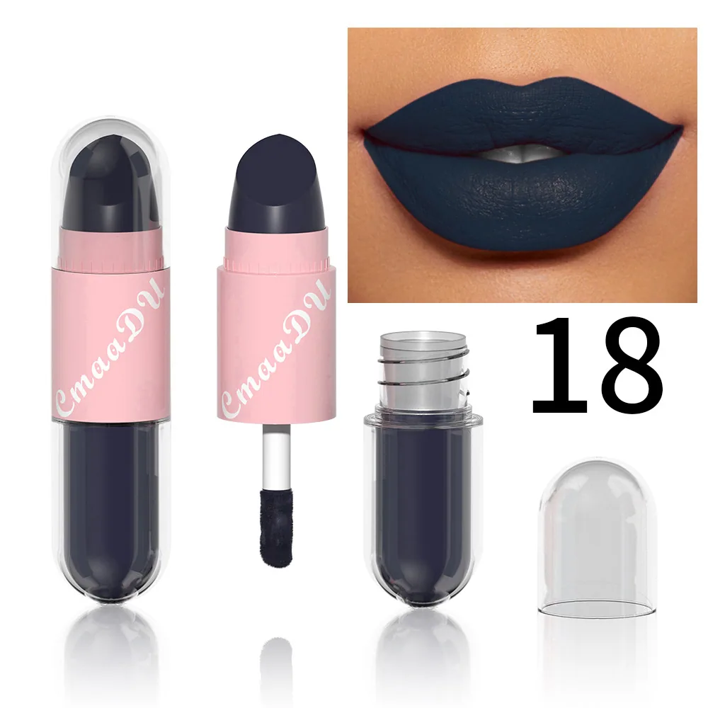 Foreign trade exclusive: CmaaDu face color mouth red lip color 2-in-1 matte 18