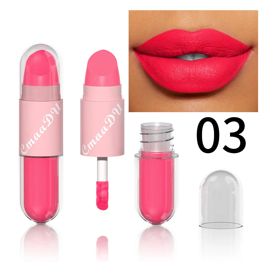 Foreign trade exclusive: CmaaDu face color mouth red lip color 2-in-1 matte 3
