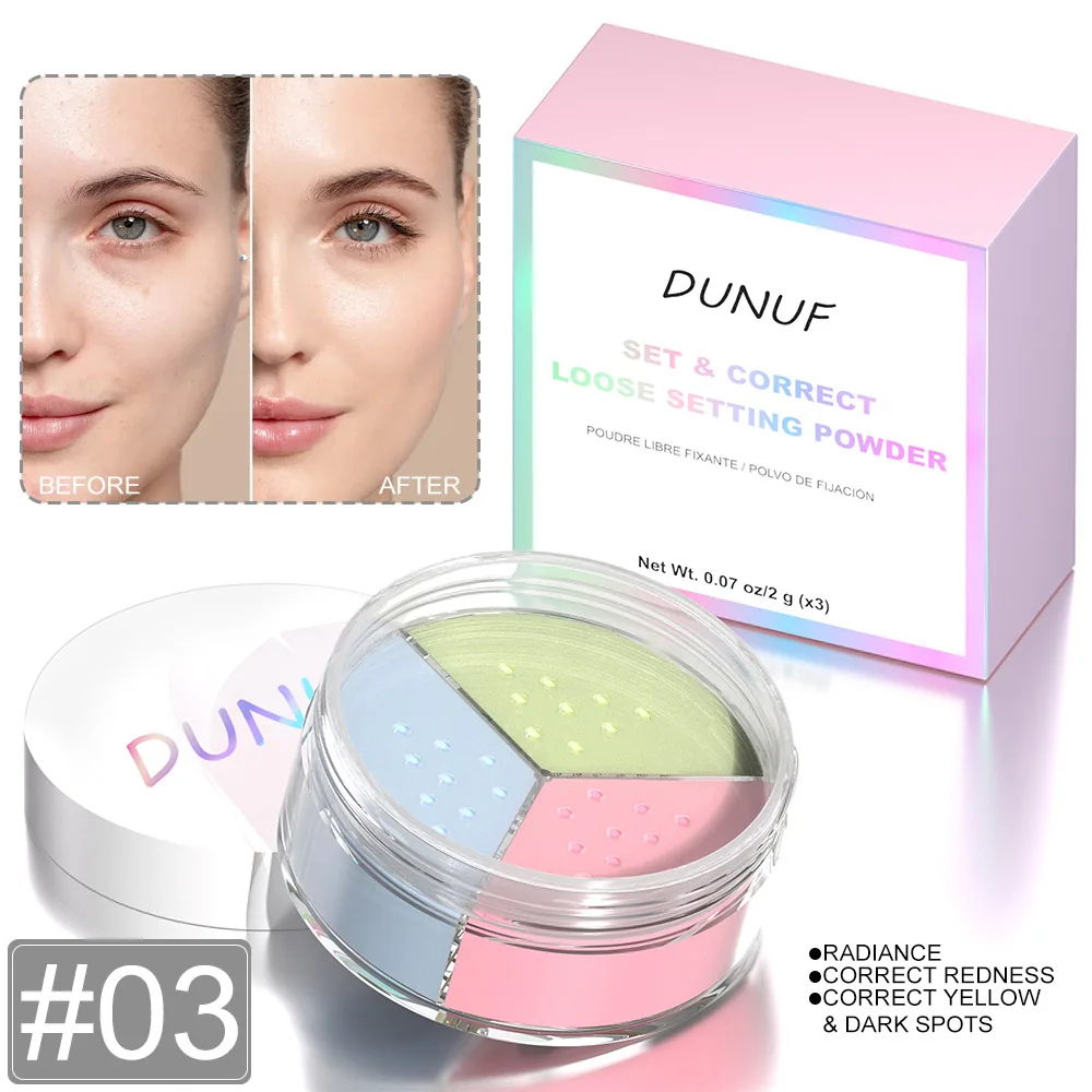 DUNUF 3-color matte makeup setting set powder concealer durable waterproof face repairing powder 3