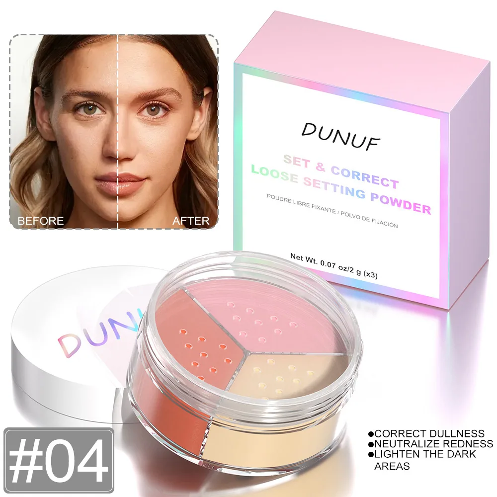 DUNUF 3-color matte makeup setting set powder concealer durable waterproof face repairing powder 4