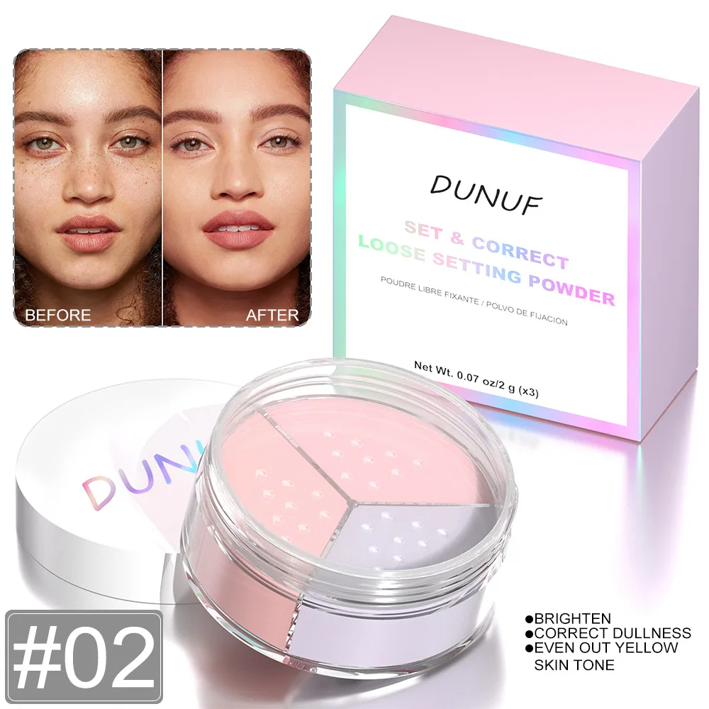DUNUF 3-color matte makeup setting set powder concealer durable waterproof face repairing powder 2