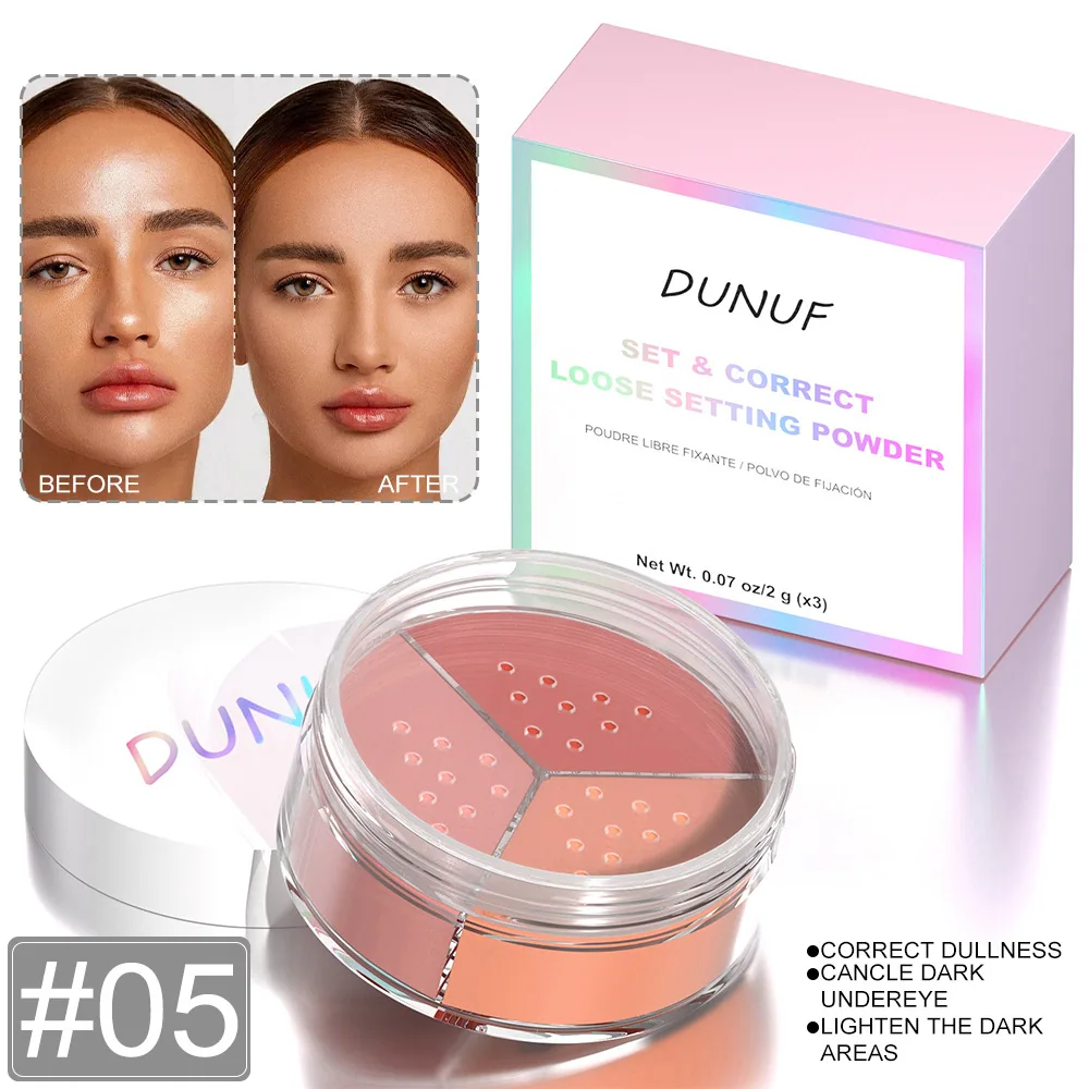 DUNUF 3-color matte makeup setting set powder concealer durable waterproof face repairing powder 5