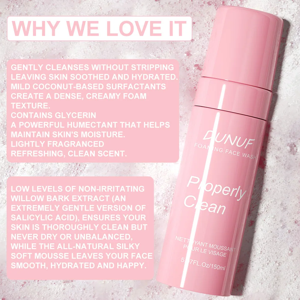 DUNUF cleaning foam glycerin hyaluronic acid moisturizing facial cleanser 18
