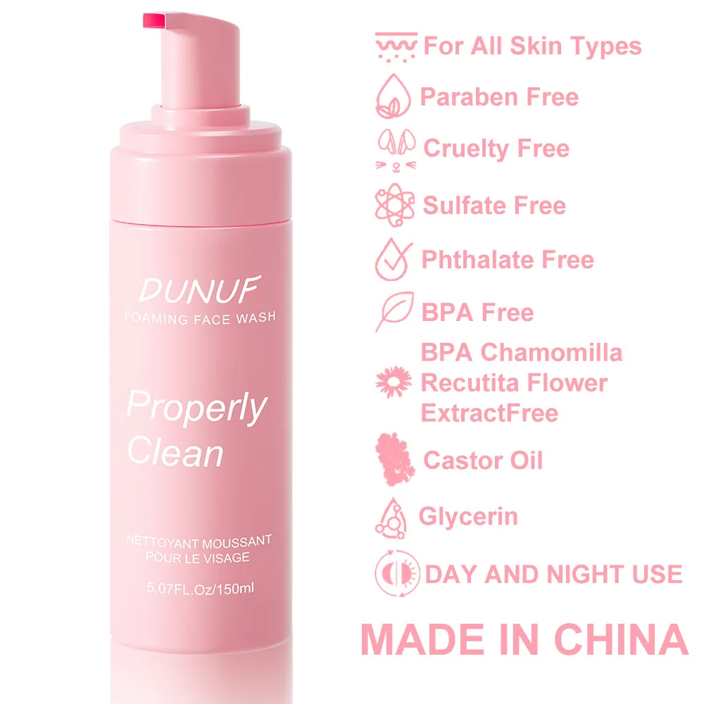 DUNUF cleaning foam glycerin hyaluronic acid moisturizing facial cleanser 9