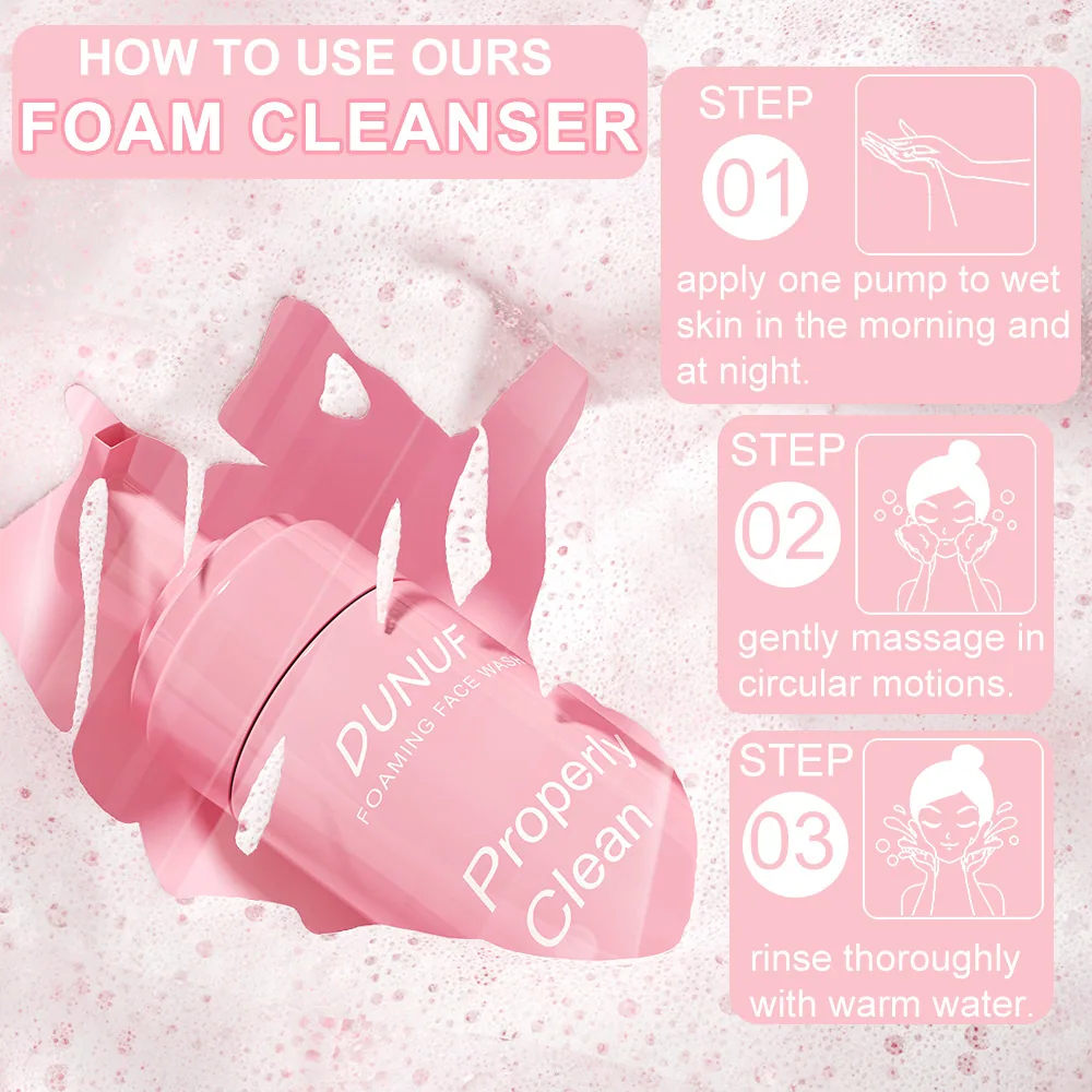 DUNUF cleaning foam glycerin hyaluronic acid moisturizing facial cleanser 14