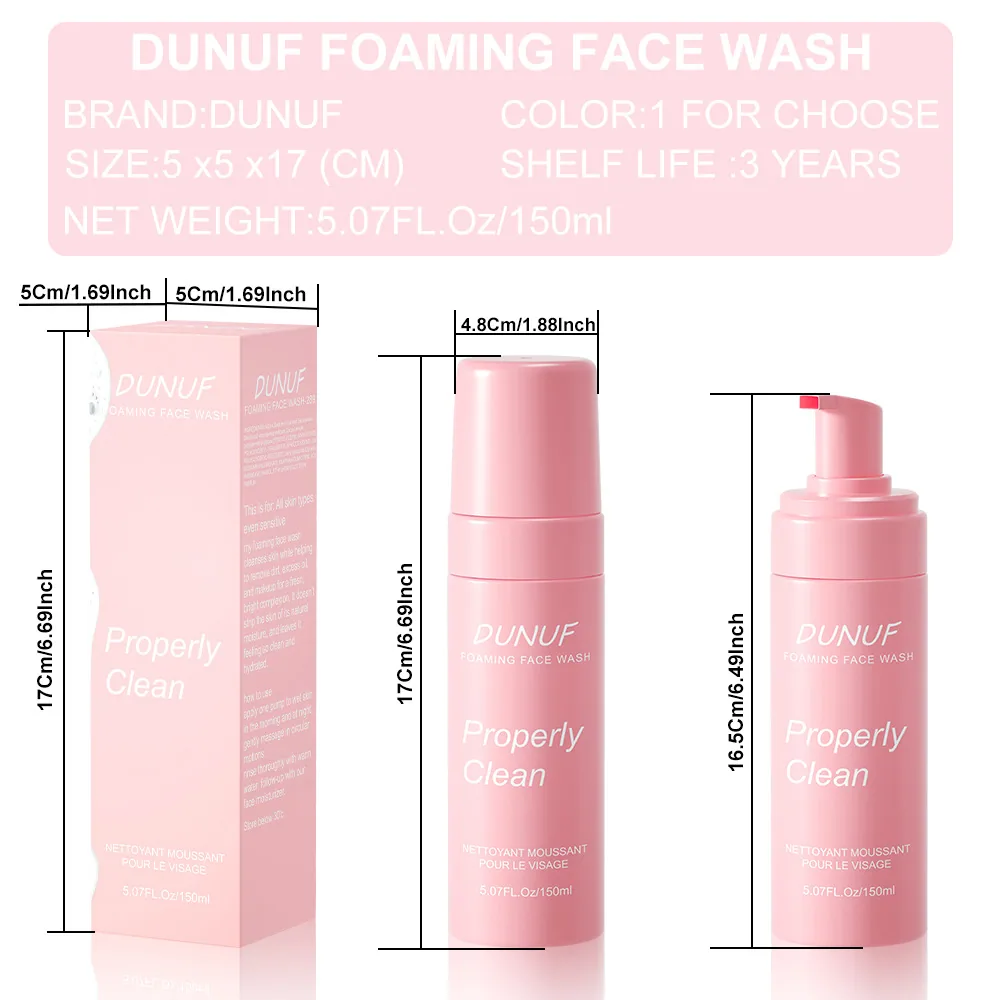 DUNUF cleaning foam glycerin hyaluronic acid moisturizing facial cleanser 7