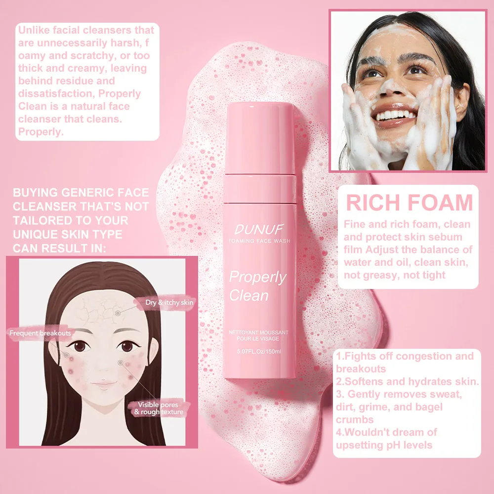 DUNUF cleaning foam glycerin hyaluronic acid moisturizing facial cleanser 15