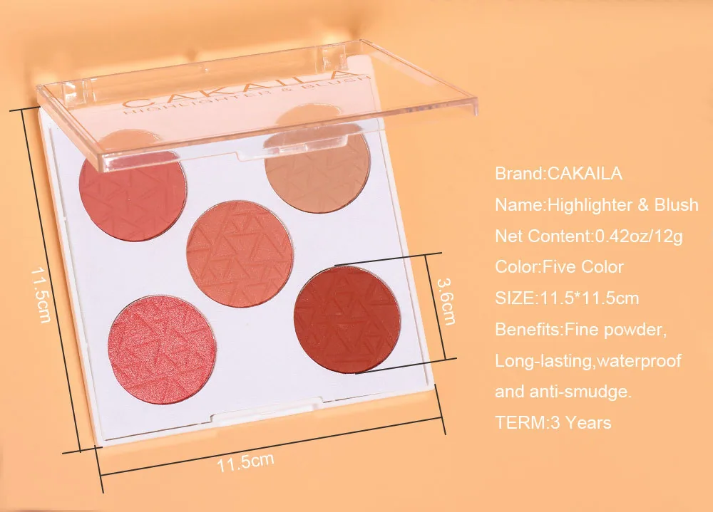 Exclusive supply for foreign trade: CAKAILA five color powder blusher matte rouge powder blusher 4
