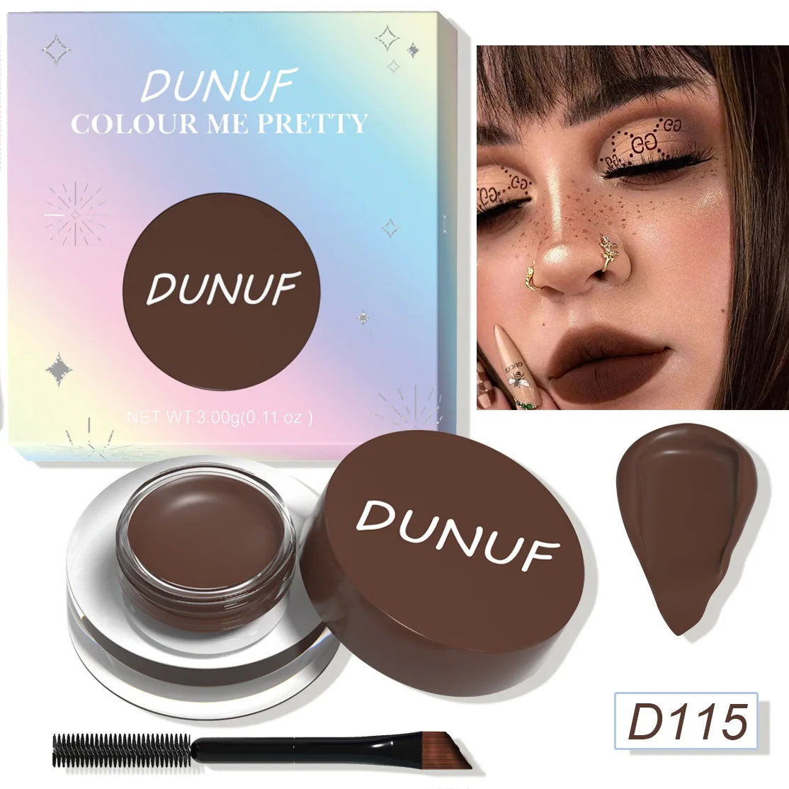 DUNUF 12 face color waterproof eye shadow durable eyeliner matte color painting eyebrow dye 5
