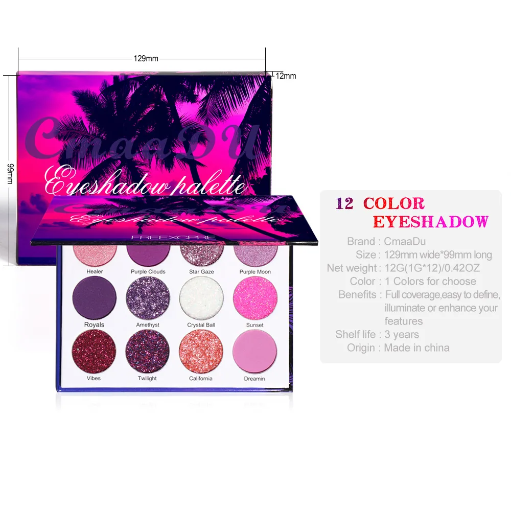 For foreign trade: CmaaDu 12 color shiny eye shadow plate 7