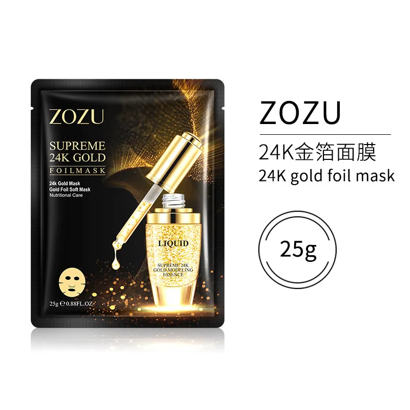 Facial Mask ZOZU Vitamin C 24k Gold Foil Hydrating Mask Moisturizing Facial Mask Cross Border Wholesale 3