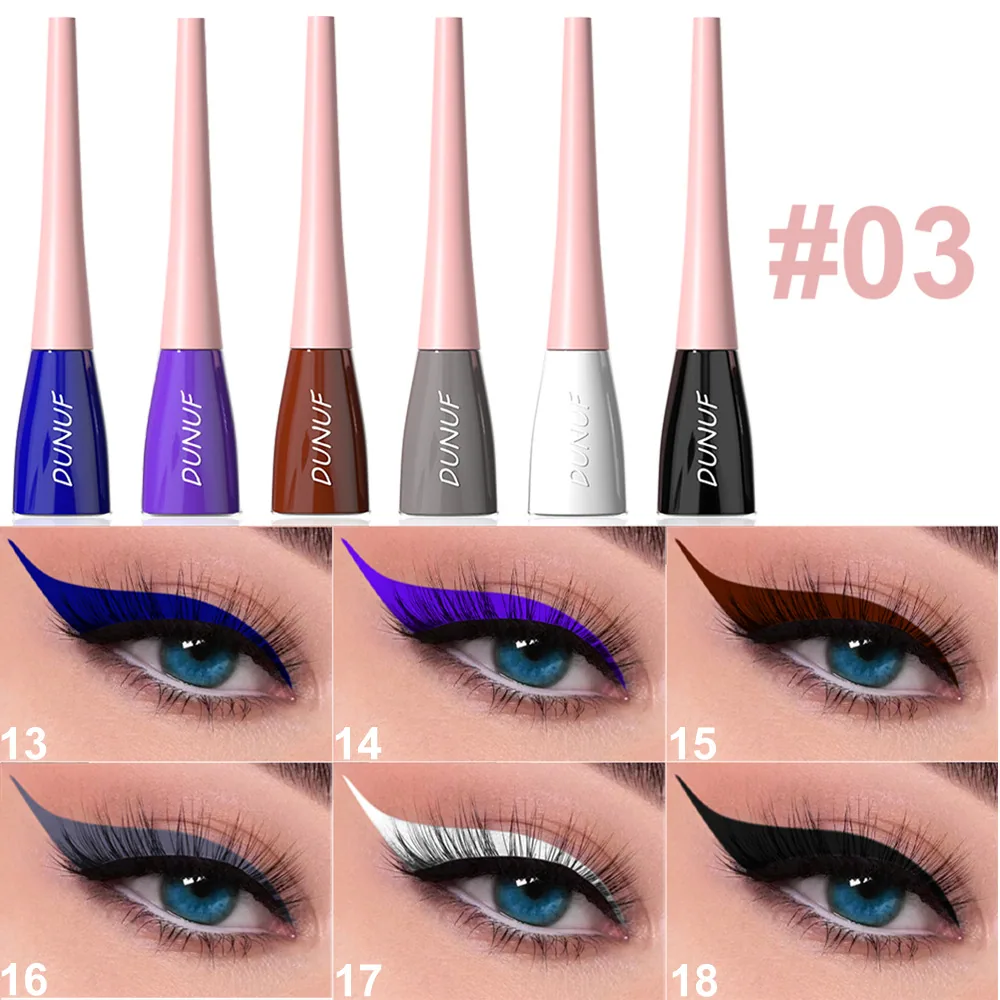 DUNUF 6-pack durable waterproof color eyeliner liquid 3