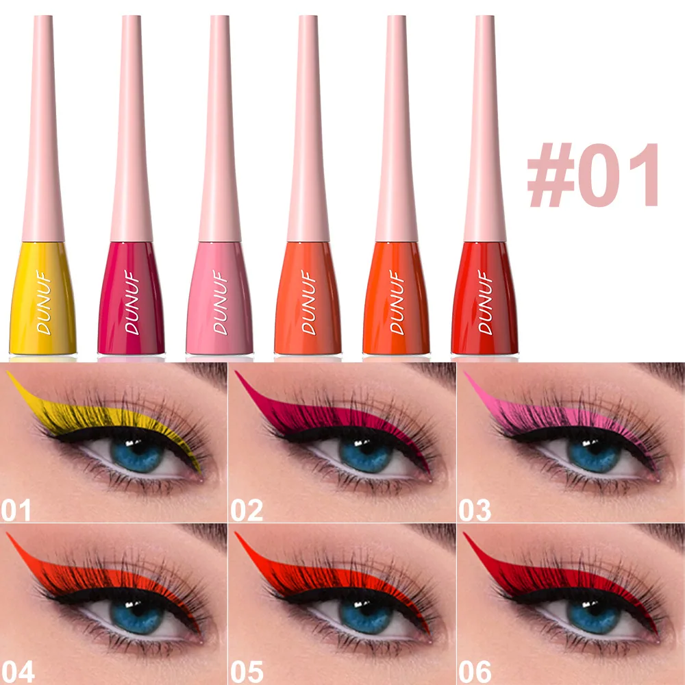 DUNUF 6-piece durable waterproof color eyeliner liquid for foreign trade