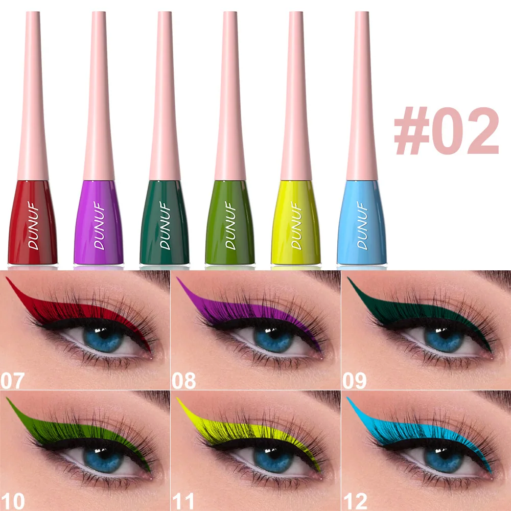 DUNUF 6-pack durable waterproof color eyeliner liquid 2