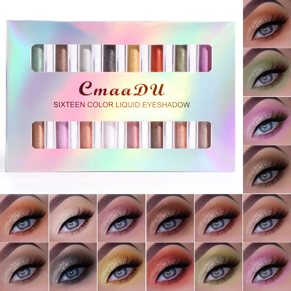 Special supply for foreign trade: CmaaDu 16 color 8 piece pearl gloss water eye shadow 8