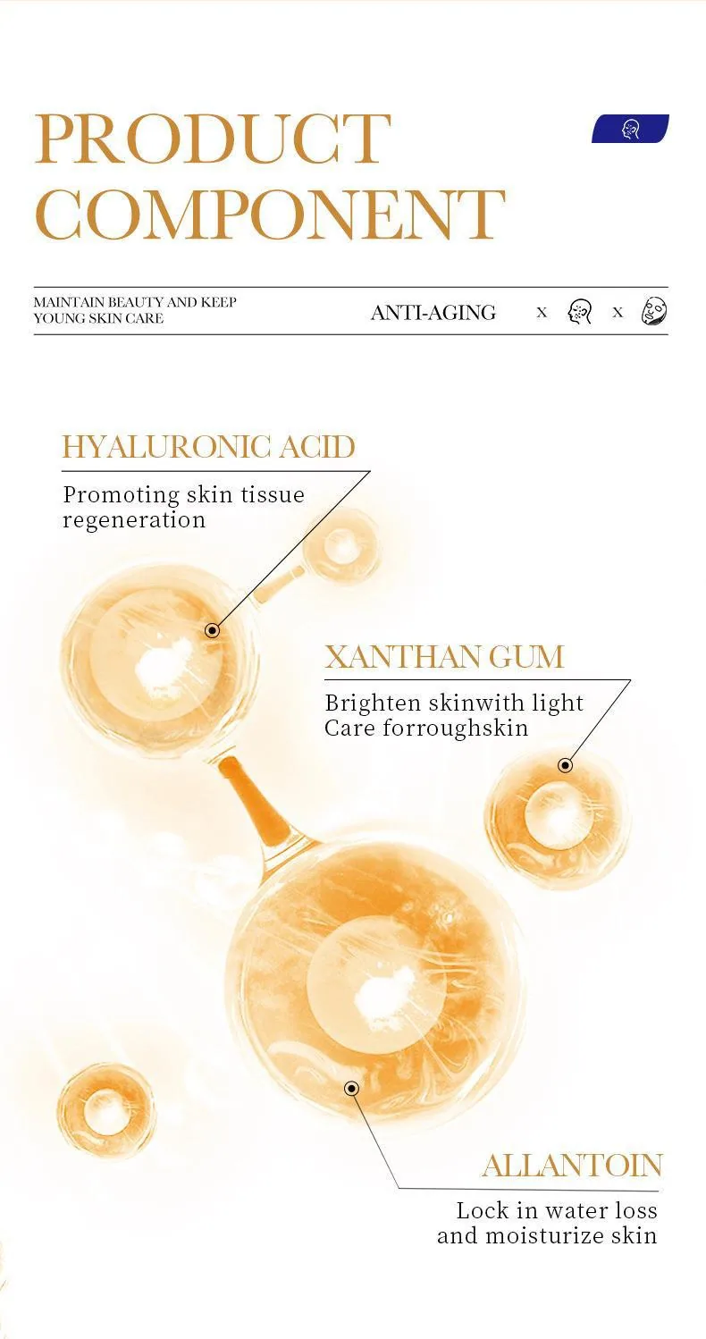 Size and dimension markings of SADOER collagen anti-wrinkle facial mask sachet, moisturizing brightening facialmask wholesale