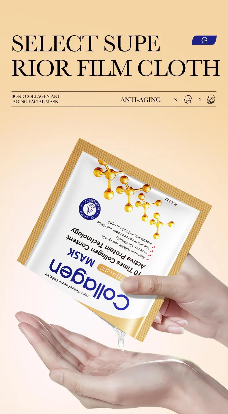 Moisturizing brightening SADOER collagen facial mask sheet unfolded, anti-wrinkle essence texture for foreign trade buyers