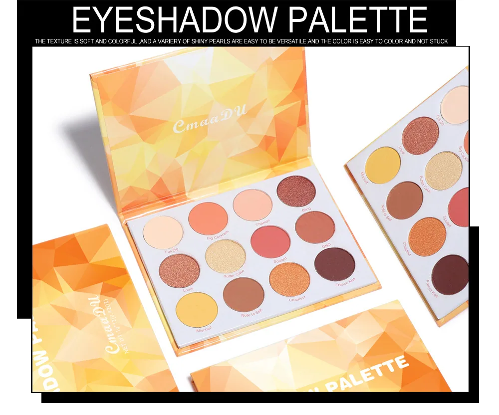 CmaaDu 12 color matte metal flash eye shadow plate 6