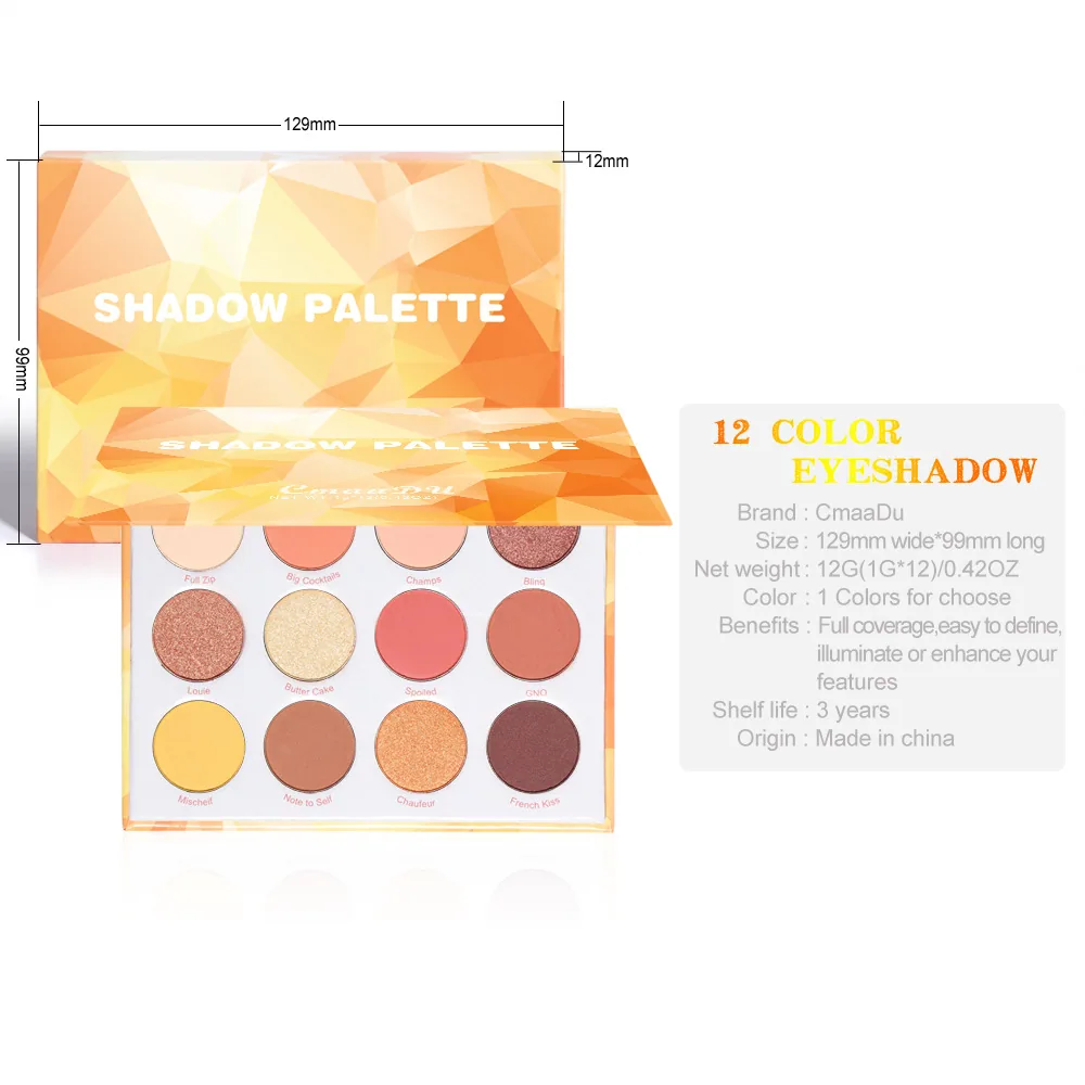 CmaaDu 12 color matte metal flash eye shadow plate 7