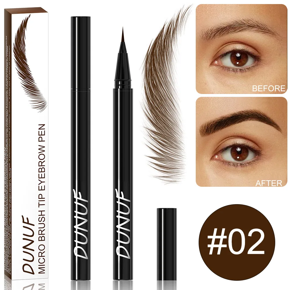 DUNUF 2-color durable liquid eyebrow pencil is extremely fine, stain resistant, waterproof, and sweat resistant 2