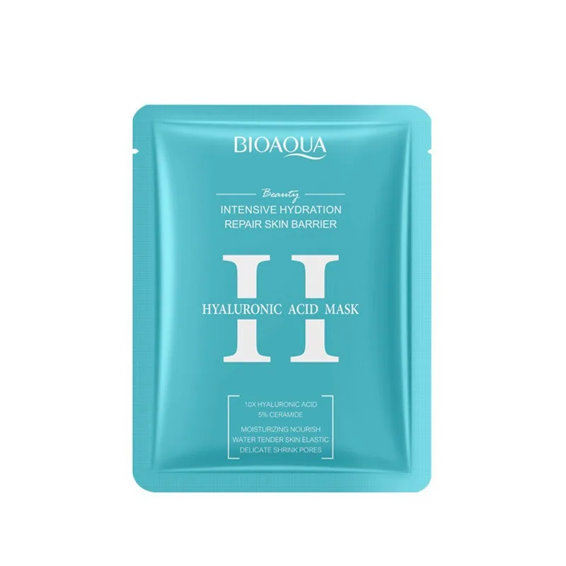 BIOAOUA VC hydrating mask size and quantity display, single sachet dimensions for spring summer moisturizing skincare routine