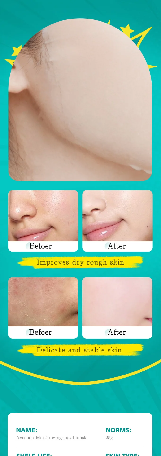 SADOER moisturizing goddess facial mask size reference with unit pcs, suitable for all skin types daily care