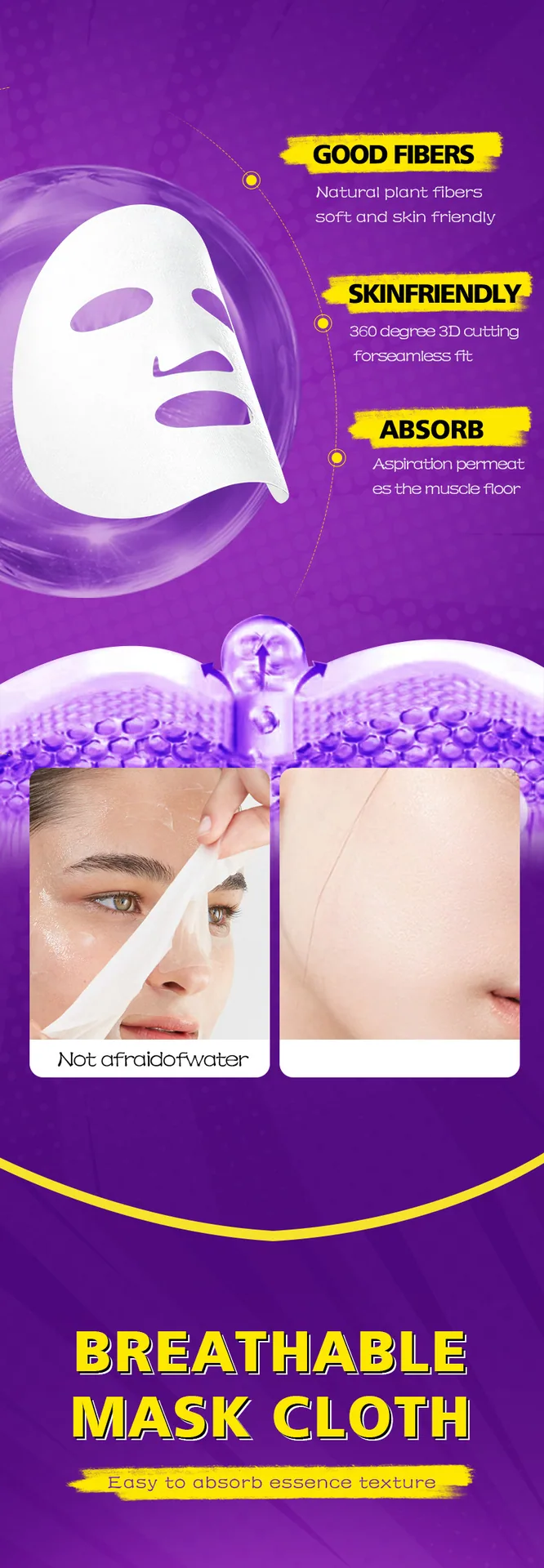 SADOER avocado moisturizing goddess facial mask size and sachet specification display, unit pcs for B2B cross-border supply