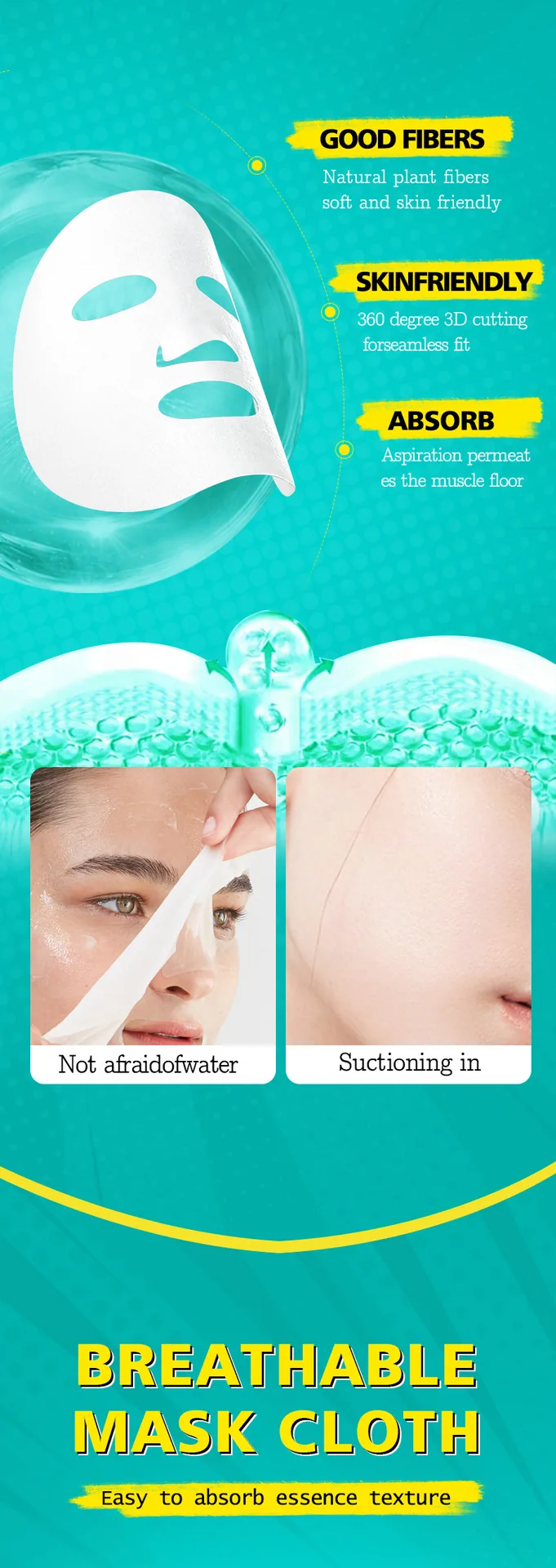 SADOER avocado plant extract moisturizing goddess mask sachet, full English packaging detail close-up for cross-border trade