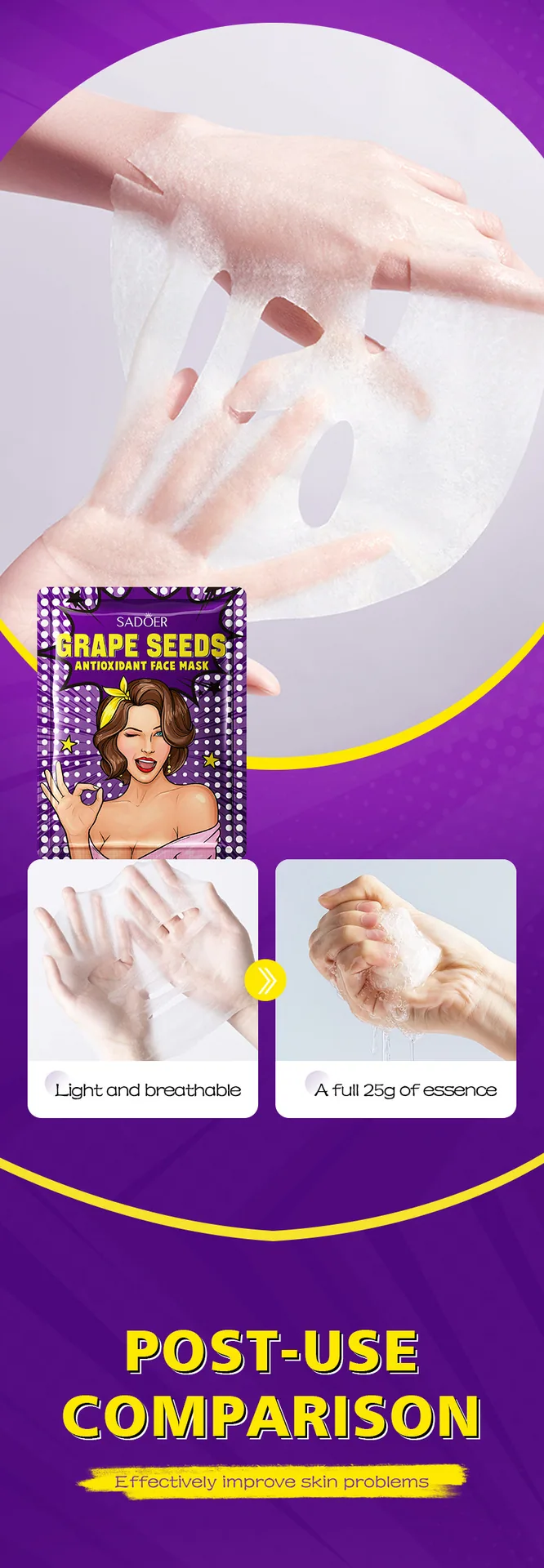 SADOER avocado plant extract moisturizing goddess facial mask paste sachet close-up showing creamy texture for cross-border t