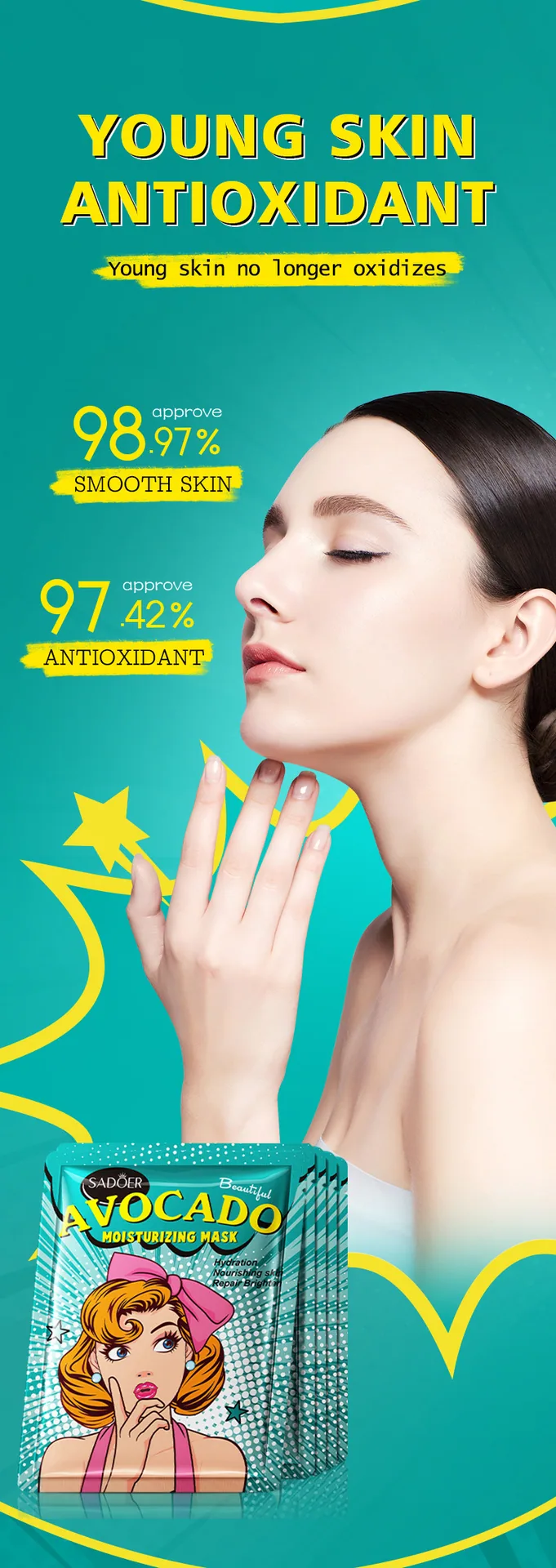 Moisturizing goddess mask texture swatch showing creamy avocado plant extract formula for facial hydration