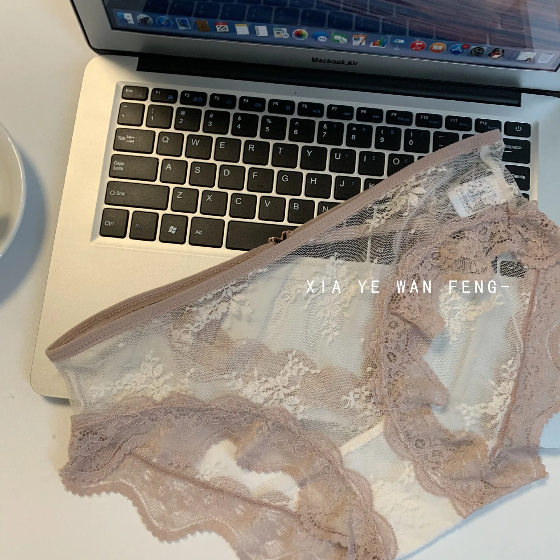 Hot Heart, Peach, No Trace, Sexy Lace Womens Underwear, Pure Cotton, Thin, Hollow Transparent Mesh Triangle Pants 4