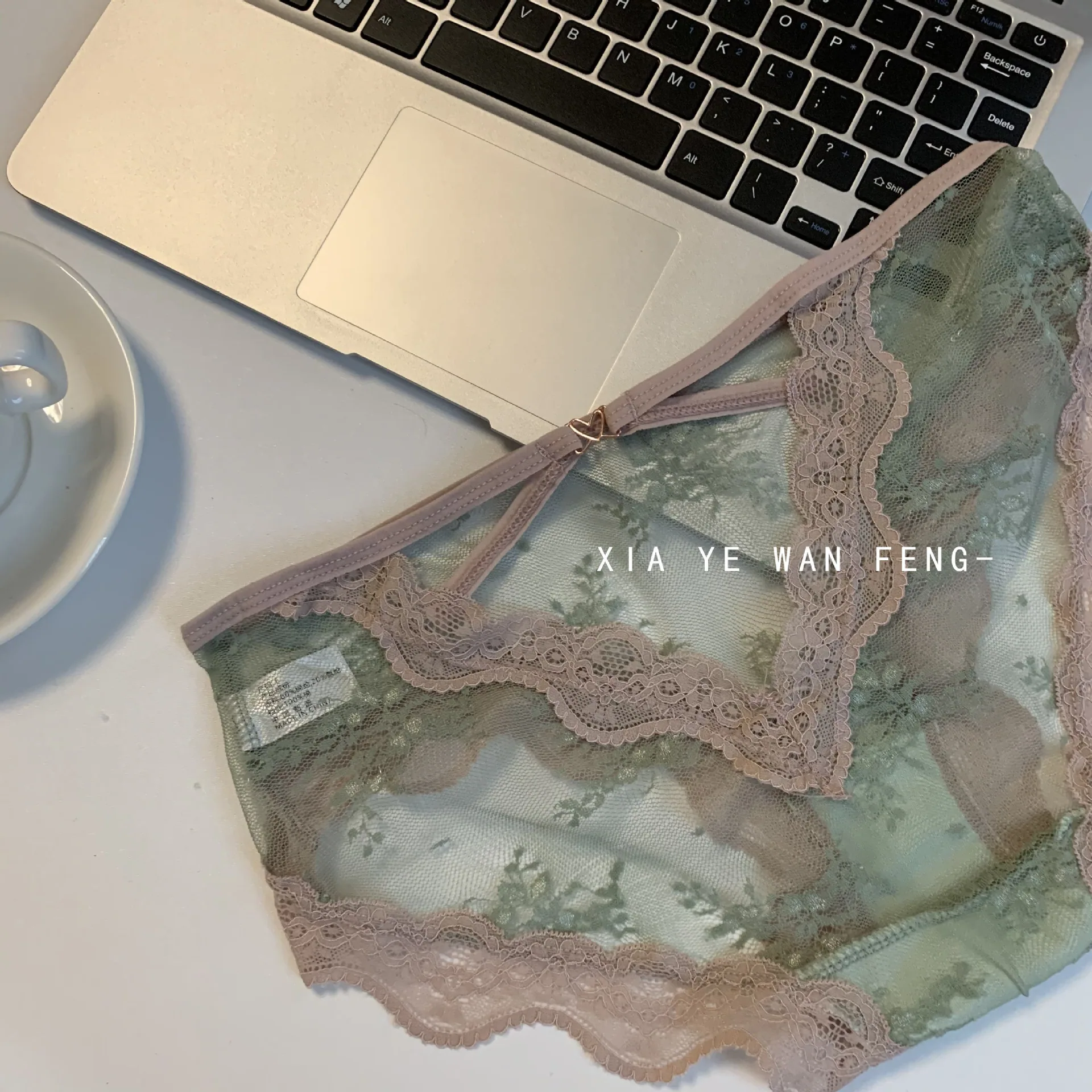 Hot Heart, Peach, No Trace, Sexy Lace Womens Underwear, Pure Cotton, Thin, Hollow Transparent Mesh Triangle Pants 3