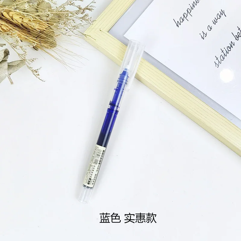Manufacturer's new straight liquid ballpoint pen, colored water pen, student note taking pen, fast drying large capacity neutral 2