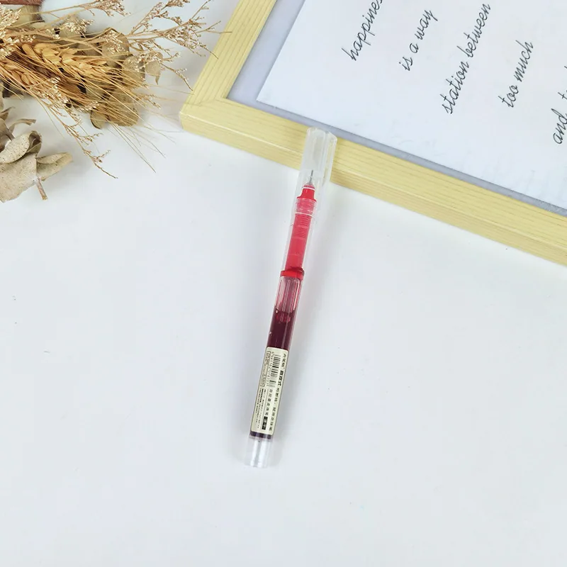 Manufacturer's new straight liquid ballpoint pen, colored water pen, student note taking pen, fast drying large capacity neutral 15