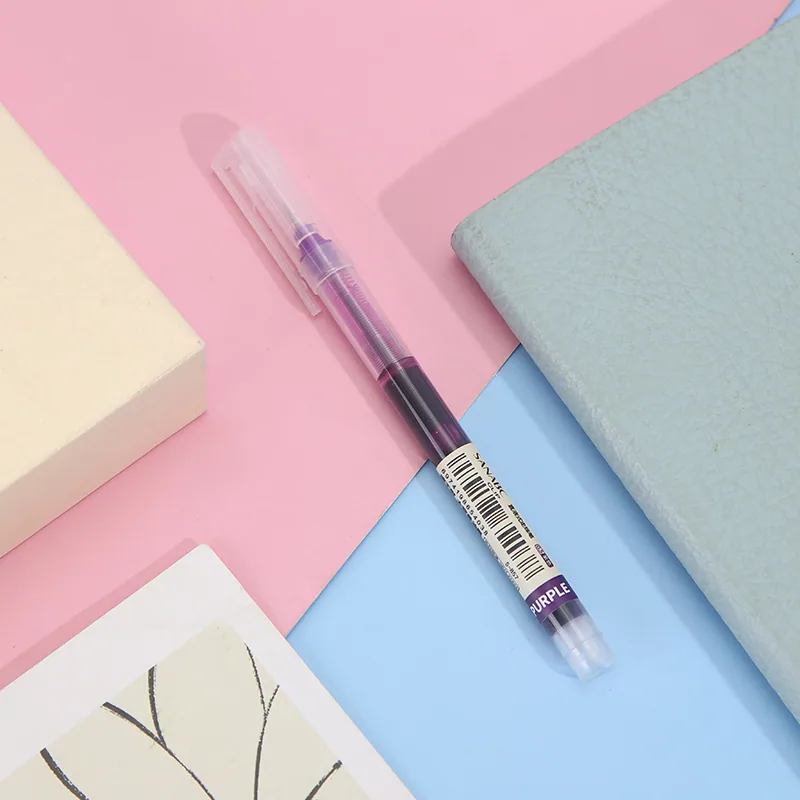 Manufacturer's new straight liquid ballpoint pen, colored water pen, student note taking pen, fast drying large capacity neutral 12