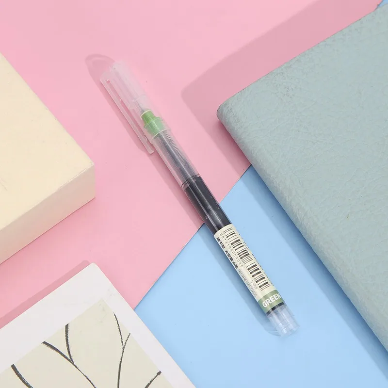 Manufacturer's new straight liquid ballpoint pen, colored water pen, student note taking pen, fast drying large capacity neutral 5