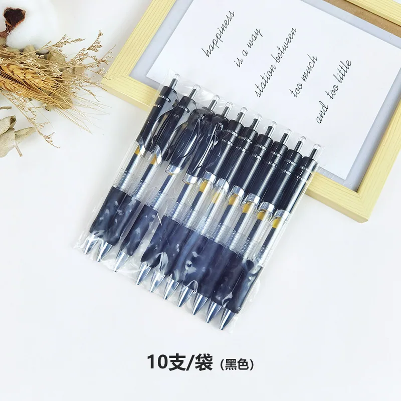 Wholesale Press Water Pen Black Student Learning Stationery Neutral Pen 0.5 Bullet Head Press Pen K35 Red Spring Pen 10