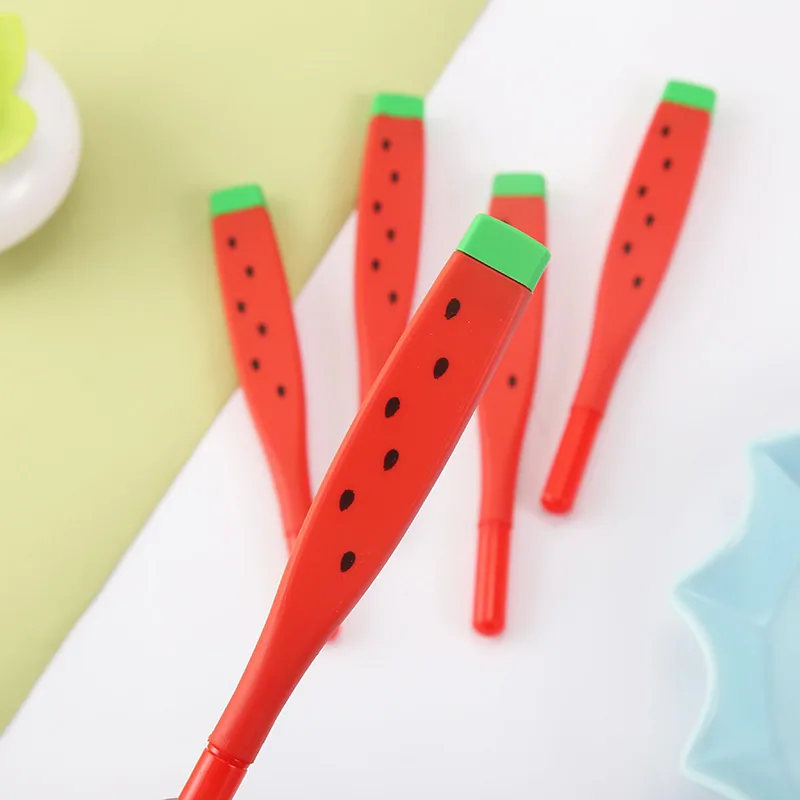 Cartoon Creative Neutral Pen Soft Rubber Cute Watermelon Shaped Neutral Pen Primary School Student Gift Learning Stationery Whol