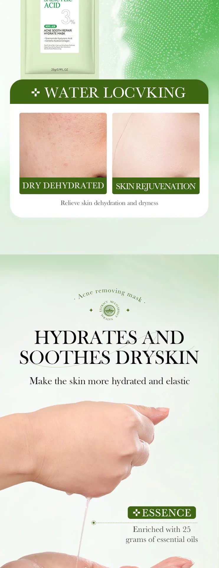 SADOER salicylic acid mask sheet unfolded showing full-face coverage and soft breathable fabric