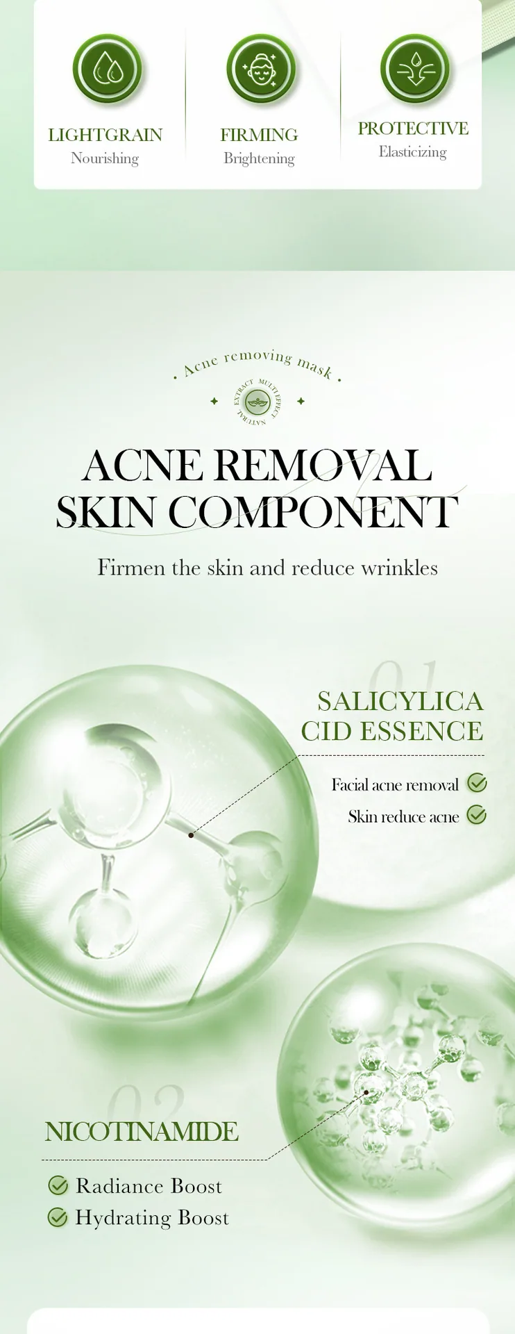 SADOER salicylic acid acne soothing repair hydrating mask single sachet close-up showing mask texture and serum