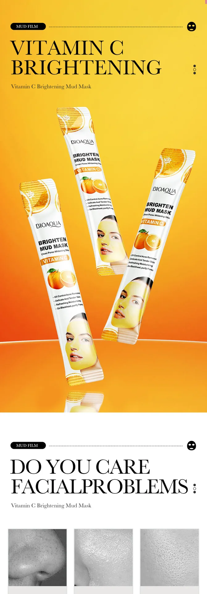 BIOAOUA cucumber moisturizing mud film applied to facial usage scenarios, cleanses pores, moisturizes and brightens