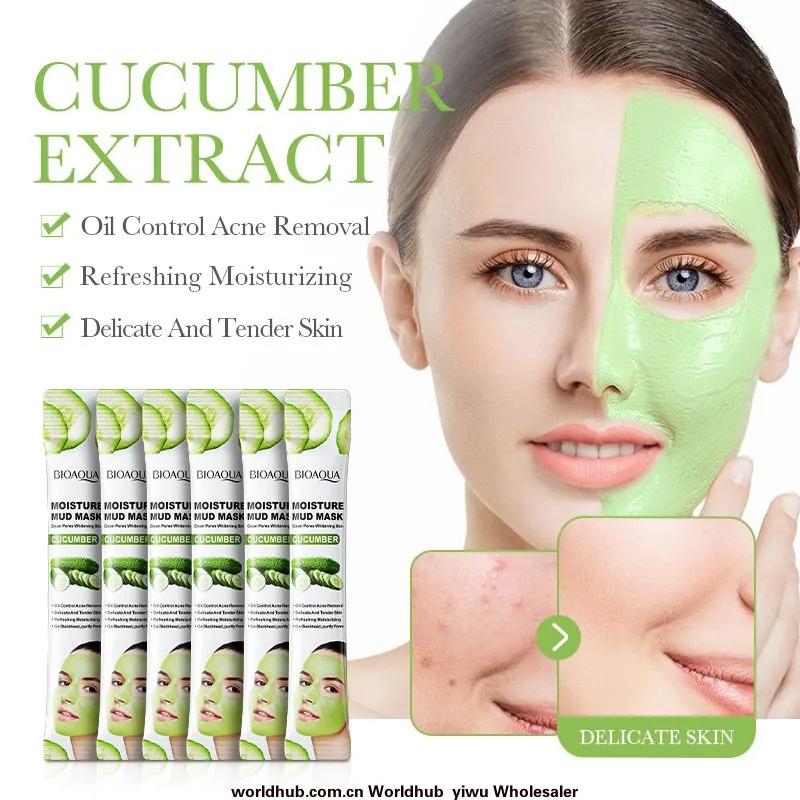 BIOAOUA Cucumber Moisturizing Mud Mask Mask Smooth, Rejuvenating Skin, Hydrating, Whitening, Cleansing, Foreign Trade Wholesa