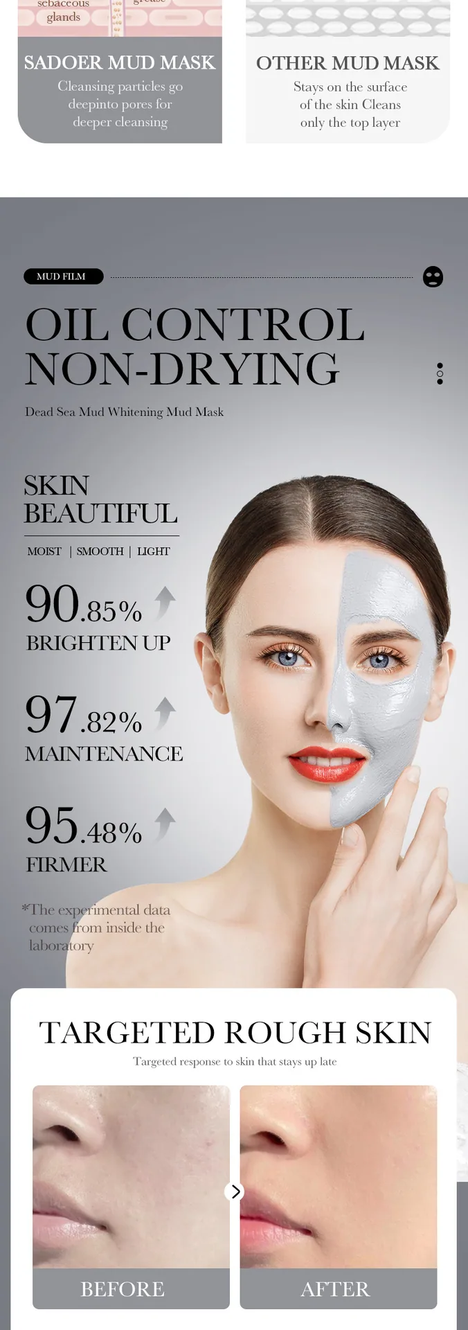 Comparison of BIOAOUA cucumber puree film before and after use shows significant effects in smoothing, revitalizing, moisturi