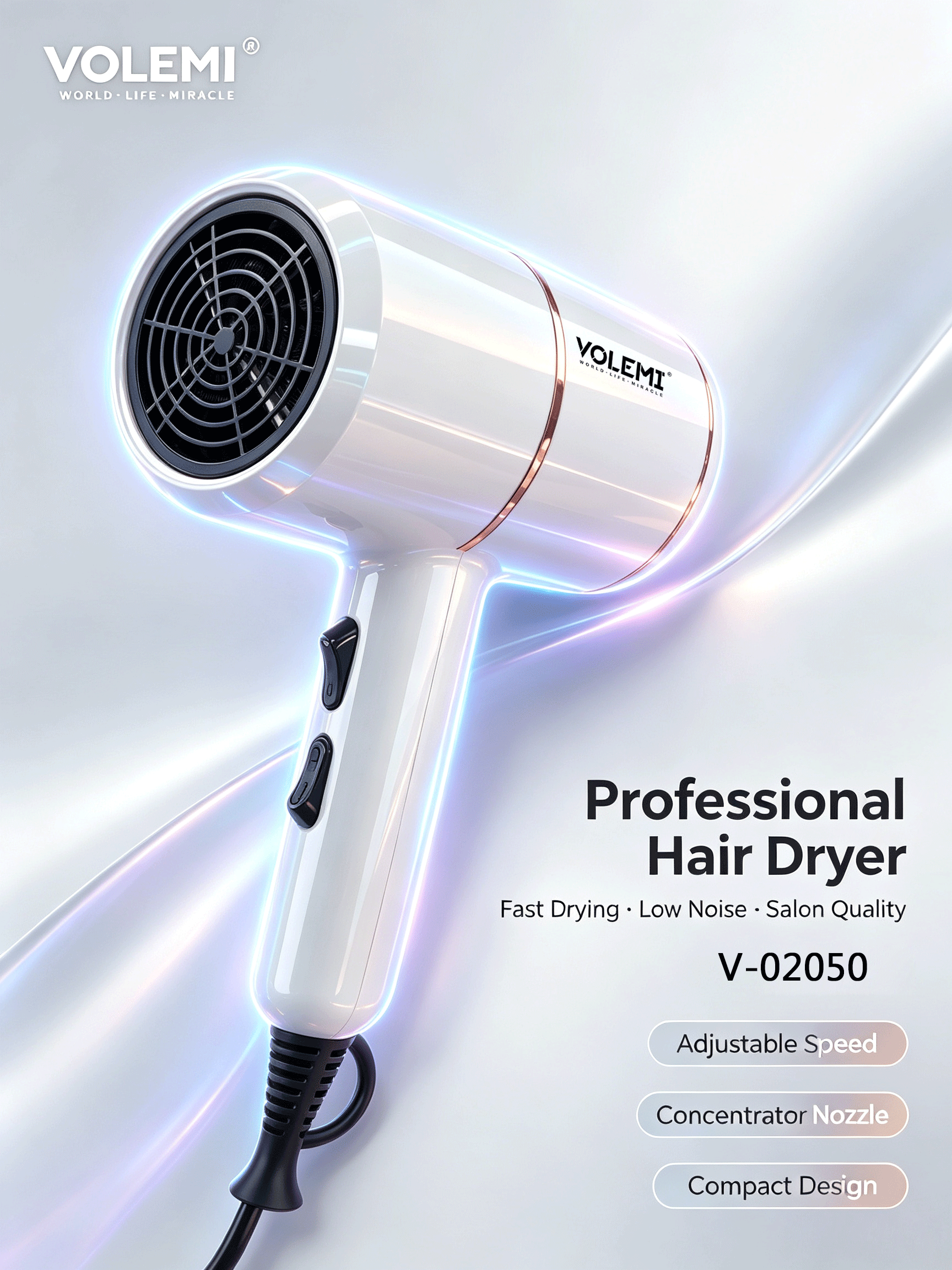 VOLEMI Professional Hair Clipper Platinum Model V-02050